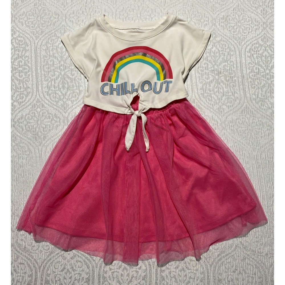 PS‎ from Aeropostale Girls Size 4 Rainbow Chill Out Tulle Skirt Dress Pink White